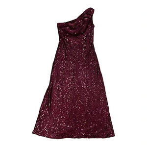 Christina Wu Red One Shoulder Sequin Maxi Dress 14